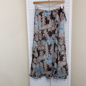 Briggs New York vintage brown paisley print skirt size Petite Medium PM NWT